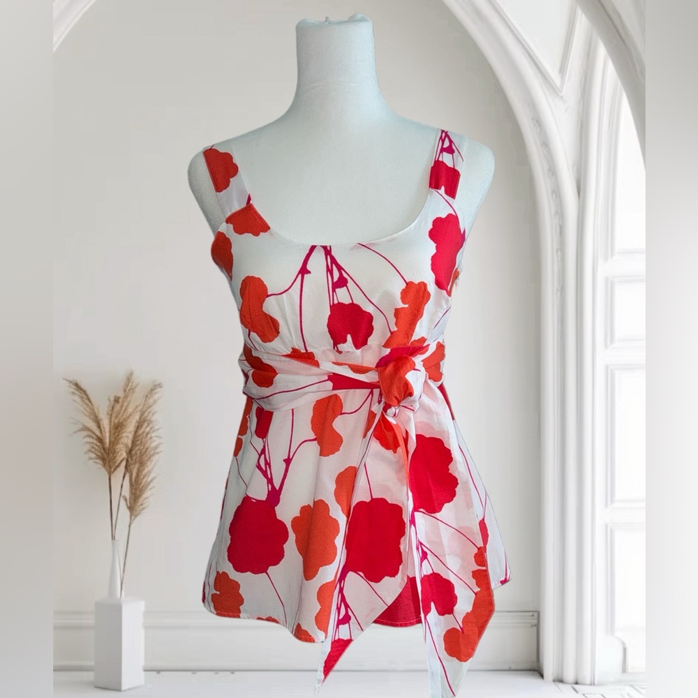 Marimekko Red and Orange Floral Blouse